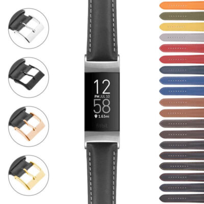 Classic Leather Strap for Fitbit Charge 4 & Charge 3. Durable and stylish, this watch band enhances your fitness tracker with elegance. Available in multiple colors for a personalized look