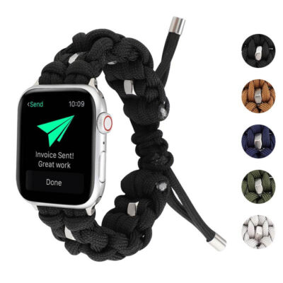 Sailor Knot Strap for Apple Watch in black, available in sizes 38mm to 49mm. Stylish and durable, perfect for everyday wear. Upgrade your watch with this unique accessory!