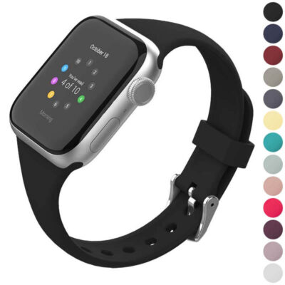 Slim Active Band for Apple Watch in black, compatible with 38mm, 40mm, and 41mm sizes. Durable, stylish, and perfect for everyday wear. Elevate your Apple Watch experience!