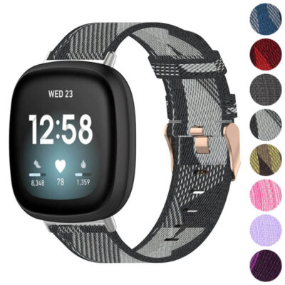 Woven Nylon Band for Fitbit Versa 3: Stylish, durable, and comfortable, this strap enhances your smartwatch with vibrant colors and a secure fit. Perfect for daily wear and fitness activities