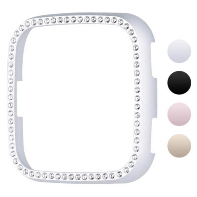 Stylish Protective Case with Rhinestones for Fitbit Versa. Enhance your smartwatch with this elegant accessory, available in multiple colors. Perfect for adding sparkle and protection!