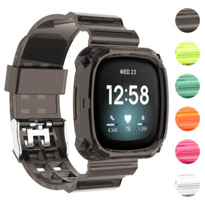 Transparent Case Strap for Fitbit Sense, featuring a sleek design and durable materials. Available in multiple colors, it's perfect for style and protection. Shop now at Ele Straps!