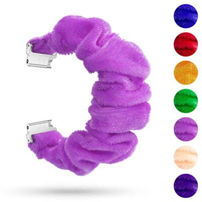 Scrunchie Band for Fitbit Versa & Versa 2 in vibrant purple. Soft, stylish, and comfortable, perfect for everyday wear. Available in multiple colors at Ele Straps