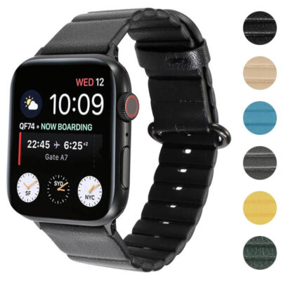 Modern Leather Strap for Apple Watch, available in sizes 38mm, 40mm, 42mm, and 44mm. Features a sleek design with a comfortable fit, perfect for any occasion