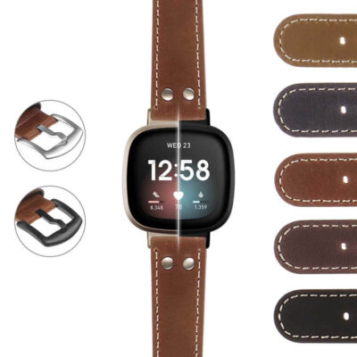 Upgrade your Fitbit Sense with the DASSARI Vintage Leather Pilot Strap featuring stylish rivets. Durable and chic, it’s perfect for any occasion. Explore our watch bands today!