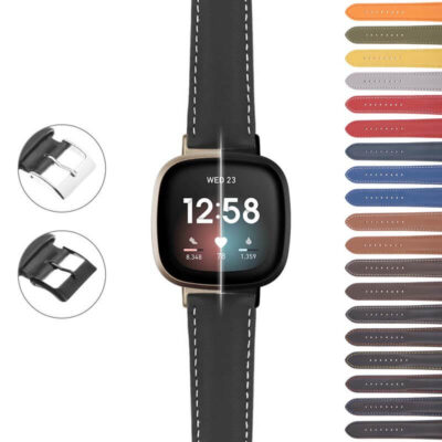 Classic Leather Strap for Fitbit Versa 3, featuring a sleek design and durable material. Upgrade your smartwatch with this stylish and comfortable accessory. Available in various colors