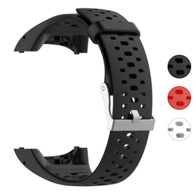 Perforated Rubber Strap for Polar M400/M430: Durable, breathable watch band in black, red, and white options. Perfect for sports and everyday wear. Upgrade your style with Ele Straps!