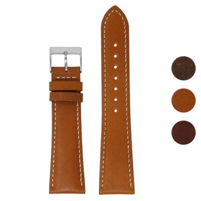 Classic Vintage Leather Watch Strap by DASSARI, crafted from premium leather. Available in sizes 18mm to 22mm. Perfect for enhancing your watch's style and comfort