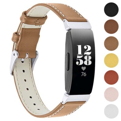 Stylish stitched leather strap for Fitbit Inspire 2, combining comfort and elegance. Perfect accessory to elevate your smartwatch style. Available in multiple colors