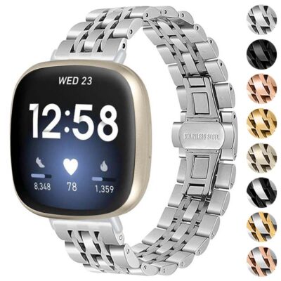 Stylish Elegance Bracelet for Fitbit Versa 3, crafted from durable stainless steel. Perfect for upgrading your watch with a touch of sophistication and versatility