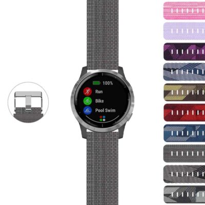 Upgrade your Garmin Vivoactive 4 with the Everyday Canvas Strap. Durable, stylish, and available in various colors, it's perfect for fitness enthusiasts and everyday wear