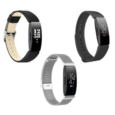 Men's Strap Bundle for Fitbit Inspire & Inspire HR features three stylish watch bands: classic leather, sporty silicone, and sleek metal. Perfect for any occasion!