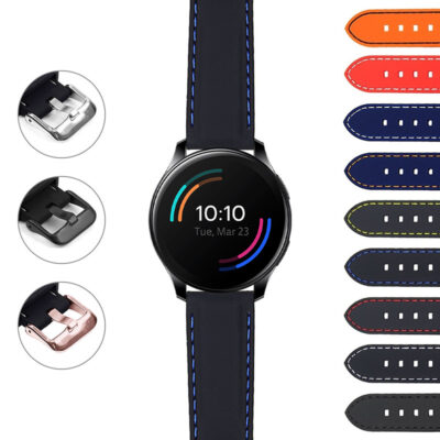 Rubber Strap w/ Stitching for OnePlus Watch offers style and comfort. Durable rubber material with vibrant stitching enhances your watch's look. Perfect for daily wear or special occasions