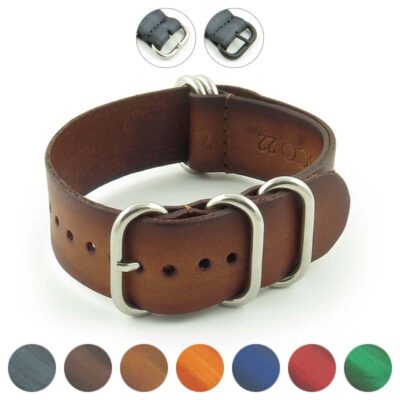 Faded Vintage Leather One-Piece Strap in various sizes (16mm-26mm). Durable leather design perfect for enhancing your watch's style. Explore our collection at Ele Straps!