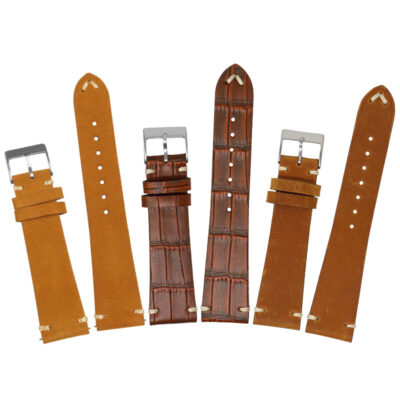 Vintage Strap Bundle featuring premium leather and suede watch bands in sizes 18mm to 22mm. Elevate your watch style with this versatile accessory set from Ele Straps