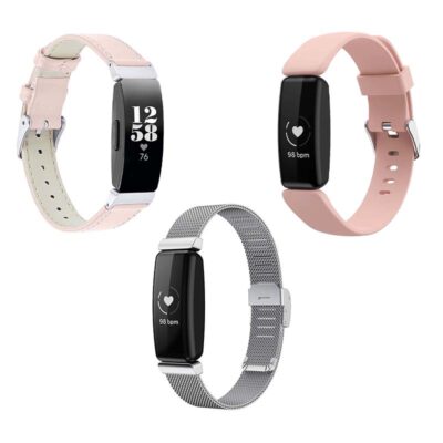 Explore the Women's Strap Bundle for Fitbit Inspire 2, featuring stylish pink silicone and sleek mesh options. Perfect for enhancing your fitness tracker with elegance and comfort