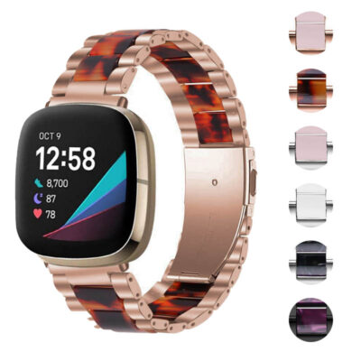 Fusion Bracelet for Fitbit Sense, featuring a stylish tortoise shell design and durable metal links. Perfect for enhancing your smartwatch with elegance and comfort