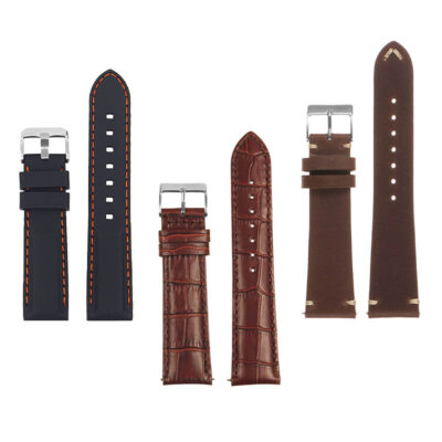 Men's Strap Bundle featuring premium leather watch bands in sizes 18mm, 20mm, 22mm, and 24mm. Upgrade your style with versatile, durable straps for any occasion