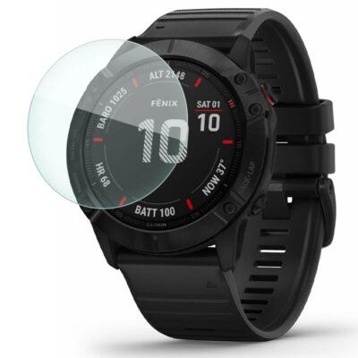 Protect your Garmin Fenix 6X with our durable screen protector. This accessory offers optimal clarity and scratch resistance, ensuring your watch stays pristine and functional