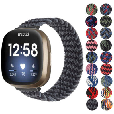 Woven Stretch Band for Fitbit Sense, featuring a stylish and comfortable design. Available in multiple colors, this strap enhances your fitness tracker while ensuring a secure fit