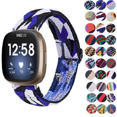 Shop the Graphic Stretch Band for Fitbit Versa 3 at Ele Straps. This colorful, comfortable watch band adds style and versatility to your fitness tracker. Perfect for everyday wear!