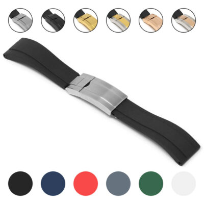 Rubber replacement strap with straight ends, available in 20mm and 21mm sizes. Durable and stylish, perfect for enhancing your watch's look. Ideal for any occasion