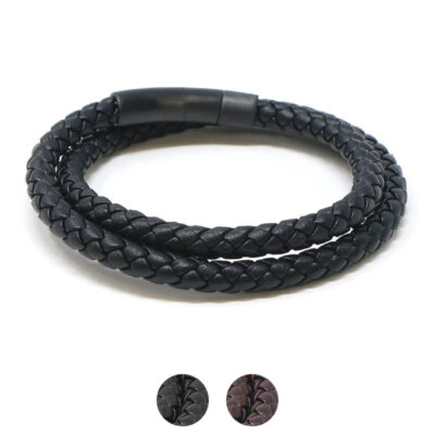 Stylish Bolo Wrap Bracelet featuring a sleek matte black clasp. Available in sizes L, M, S, and XL, this accessory adds a modern touch to any outfit