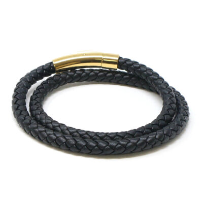 Bolo Wrap Bracelet featuring a stylish yellow gold clasp. Available in sizes S, M, L, and XL, this elegant accessory enhances any outfit with its chic design. Perfect for watch bands and straps