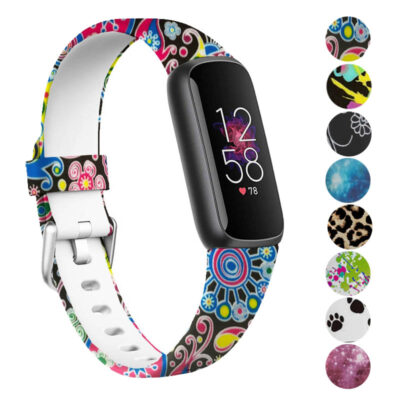 Graphic Active Band for Fitbit Luxe features a vibrant, colorful design perfect for any style. Explore comfort and durability with this trendy watch band from Ele Straps