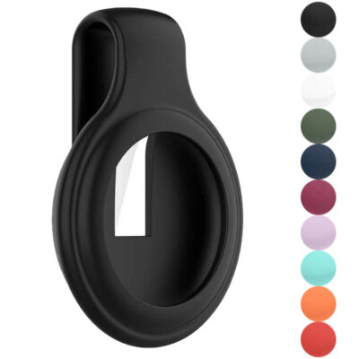 Black clip designed for Apple AirTag, featuring a sleek, minimalist design. Available in multiple colors, it securely holds your AirTag for easy tracking and convenience