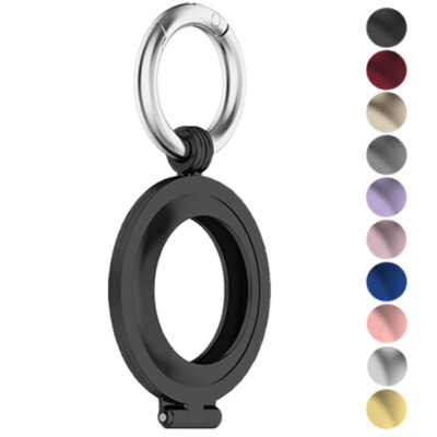 Metal Keyring for Apple AirTag in sleek black, designed for secure attachment. Features a durable ring and a range of color options for personalized style. Perfect for everyday use