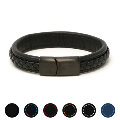 Braided Leather Bracelet with Black Clasp available in sizes S, M, L, XL, XS. Stylish and durable, perfect for any occasion. Shop Ele Straps for premium watch bands and accessories