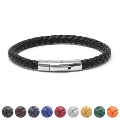 Stylish Leather Bolo Bracelet featuring a sleek silver clasp. Available in multiple sizes (XS to XL) and colors, perfect for adding a touch of elegance to any outfit