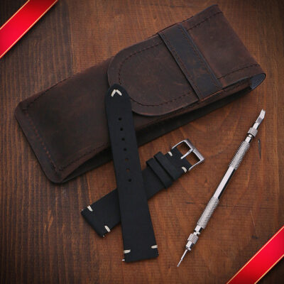 Vintage Leather Gift Bundle featuring multiple watch straps in sizes 16mm to 26mm, perfect for style and comfort. Includes a tool for easy strap changes. Ideal for watch enthusiasts!