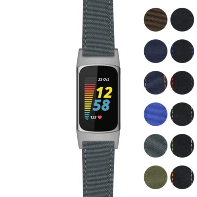 Nylon Tech Strap for Fitbit Charge 5 in versatile colors. Durable and stylish, this strap enhances your fitness tracker while providing comfort for everyday wear. Perfect for any occasion!