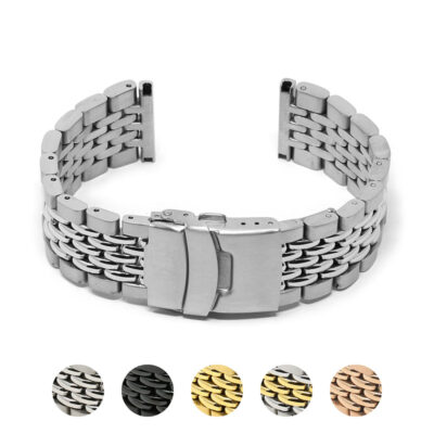 Beads of Rice Bracelet in metal, available in sizes 18mm to 24mm. Elevate your style with this elegant watch band, perfect for any occasion. Shop now at Ele Straps!