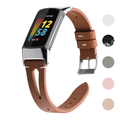 Vented Leather Strap for Fitbit Charge 5 offers style and comfort. Upgrade your smartwatch with this durable, breathable band, perfect for daily wear and activities