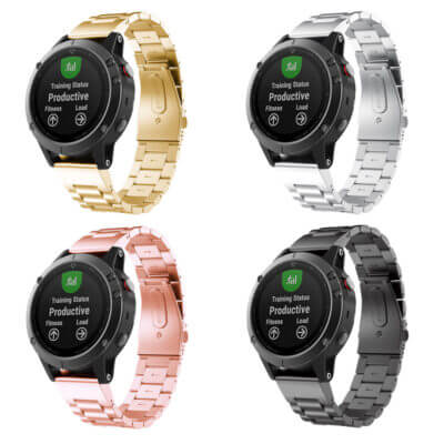 Stylish Link Bracelet for Garmin Fenix E, available in gold, rose gold, silver, and black. Perfectly fits 47mm watches, enhancing your fitness accessory collection