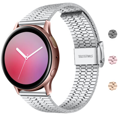 Minimalist Bracelet for Samsung Galaxy Watch 3 and Active series. Available in 20mm and 22mm sizes, this stylish metal strap enhances your smartwatch with elegance and comfort