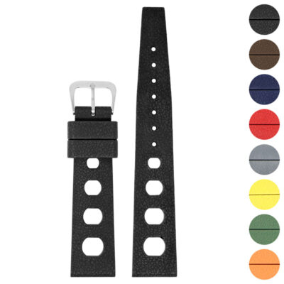 Vintage FKM Rubber Rally Strap by DASSARI in 20mm size. Durable and stylish, perfect for enhancing your watch. Available in multiple colors for a personalized look