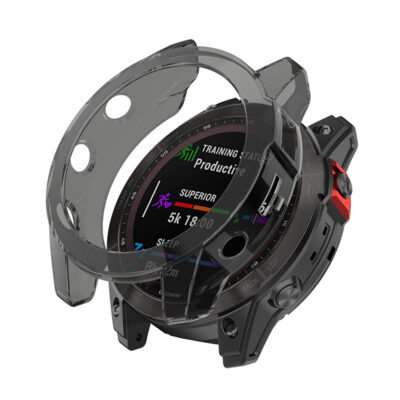 Transparent protective case for Garmin Fenix 7X & 7X Pro. Safeguard your smartwatch from scratches and impacts while maintaining visibility and style. Perfect accessory for outdoor enthusiasts