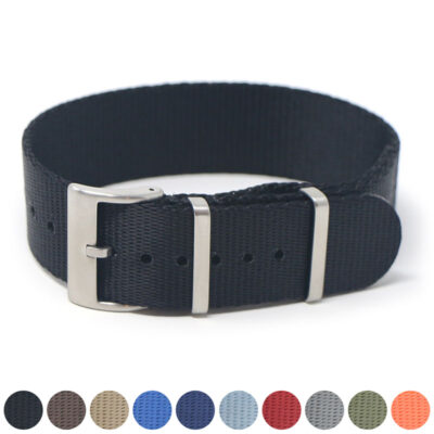 Shop the Single Pass Seat Belt Strap at Ele Straps. Made from durable nylon, available in sizes 18mm to 24mm. Perfect for a stylish, comfortable watch band upgrade