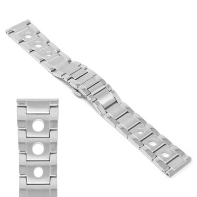 Elevate your style with the Stainless Steel Rally Bracelet from Ele Straps. Available in sizes 18mm, 19mm, 20mm, and 22mm, this durable metal watch band combines elegance and comfort