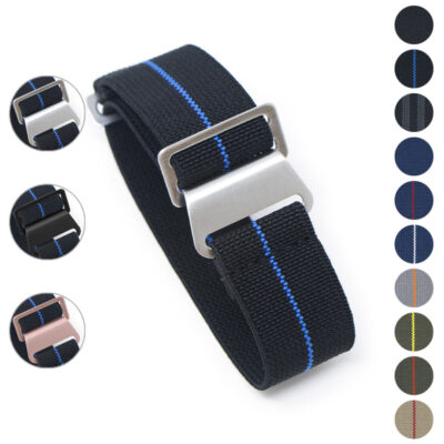 Elastic One-Piece Strap made from durable nylon, available in sizes 19mm, 20mm, 21mm, and 22mm. Perfect for enhancing your watch with style and comfort