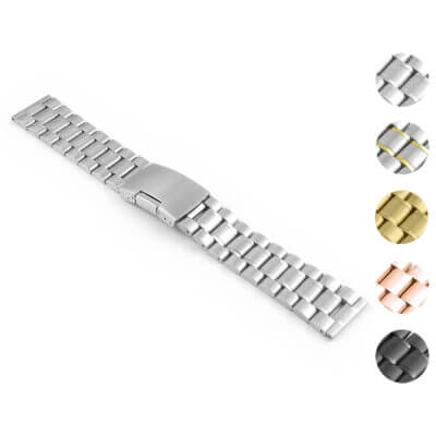 Shop the Women's Stainless Steel Oyster Strap at Ele Straps. Crafted from durable metal, available in sizes 14mm to 24mm. Perfect for enhancing your watch style!