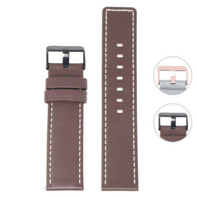 Stitched Leather Strap for Fitbit Versa & Versa 2. Upgrade your smartwatch with this stylish brown leather band, featuring durable stitching and a secure buckle for a perfect fit