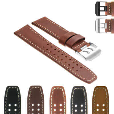 DASSARI 23mm Vintage Leather Watch Strap for Luminox Evo. Crafted from premium leather, this stylish strap enhances your watch's look with durability and comfort. Perfect for any watch enthusiast