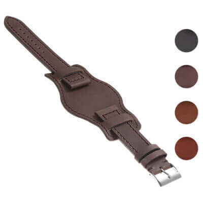 Discover the Legend Vintage Leather Bund Watch Strap by DASSARI, available in sizes 18mm to 24mm. Enhance your watch with this stylish, durable leather strap