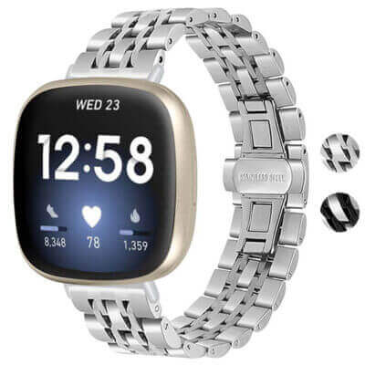 Elegance Bracelet for Fitbit Versa 4 offers a stylish stainless steel design, enhancing your smartwatch with a touch of sophistication. Perfect for any occasion!