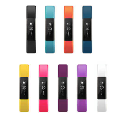 Colorful silicone straps for Fitbit Alta & Alta HR. Available in black, teal, orange, turquoise, yellow, pink, purple, and white. Perfect for style and comfort. Upgrade your fitness accessory!